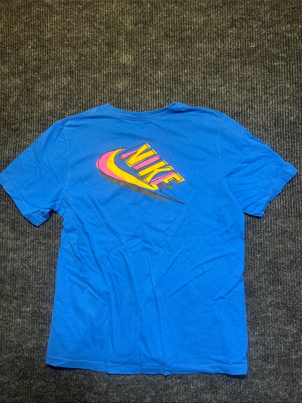 Nike Blue 'Just Do It' Graphic Tee with Yellow & Pink Accents - Picture 3 of 4